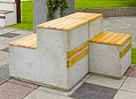 wysokiej jakości elementy architektury z betonu architektonicznego: ławki, siedziska, kosze, donice, stojaki rowerowe, lampy oświetleniowe